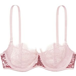 Wicked Unlined Uplift Sheer Pink Lace w/ Sequins